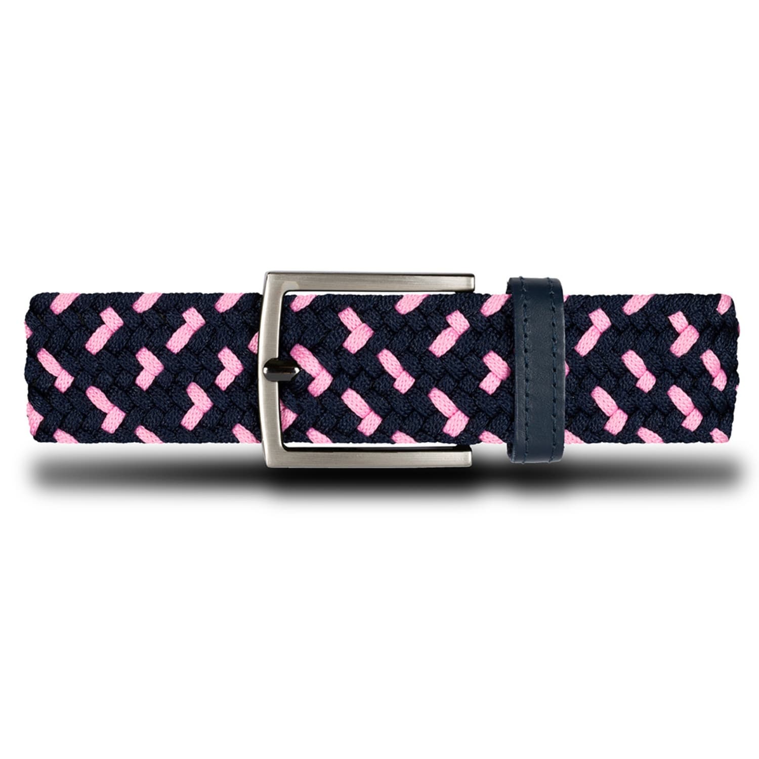 Cinturon Trenzado Hombre OS19 - Azul Y Rosa Flamingo de frentes elastico cuero